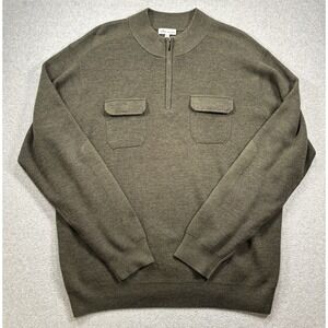 Peter‎ Millar XXL Merino Wool Sweater Olive Green Ravens Quarter-Zip Pullover